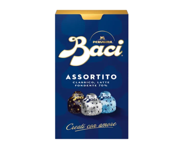 Perugina Baci pralinky z bielej, mliečnej a horkej čokolády v krabičke 200g