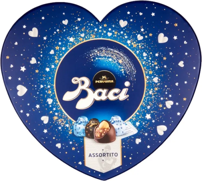 Perugina Baci Dezert z Bielej, Mliečnej a Horkej Čokolády v Tvare Srdca 150g