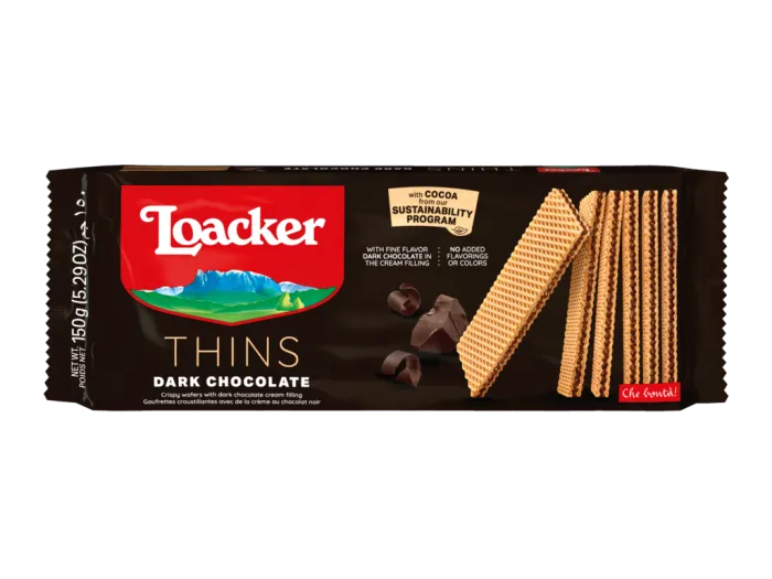 Loacker Thins chrumkavé oblátky s krémom z horkej čokolády 150g